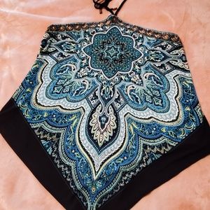 Blue Print Handkerchief Halter Top - Size M